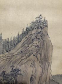 E42回流老字画日本名家【渡边华山】【观瀑图】绢本绫裱实木轴头，画芯58×126厘米，品相如图完好，包老包真放心收藏！