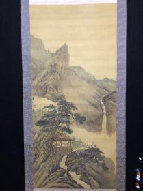 E42回流老字画日本名家【渡边华山】【观瀑图】绢本绫裱实木轴头，画芯58×126厘米，品相如图完好，包老包真放心收藏！