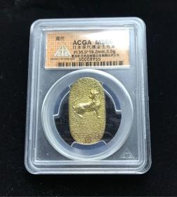 日本发行24K镀金生肖纪念章，造型为日本古代金币小判形状 ACGA鉴定终身 。