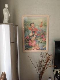 80年代90年代年画收藏，（含框）渔童 家庭装饰 文创 怀旧年画