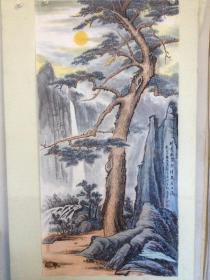 国画，四尺整张，市美协会员作品，当地知名山水画家纯手工绘制，