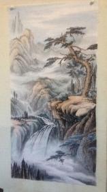 国画，四尺整张，市美协会员作品，当地知名山水画家纯手工绘制。