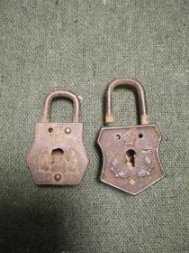 解放初期的老锁具收藏系列【异形铁锁挂锁花篮式】没有钥匙