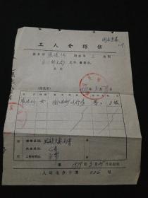 1979年岷江发电厂工人介绍信.