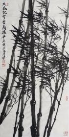 尹石老师作品 136x68cm 白云堂画廊保真 江苏省美术家协会副主席、秘书长，中国美术家协会理事，国家一级美术师尹石竹子