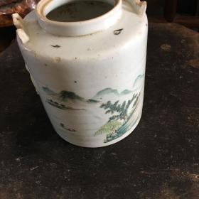 清或民国瓷器 茶壶 无盖  有缺损