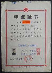 1958年成都市第二十八初级中学毕业证书，今天的成都树德协进中学