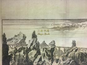 1725年，铜版画，陕西汉中石门栈道 /褒斜栈道 / 47*35.2cm/ 出自德文版《历史建筑设计》/ Cientao