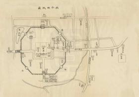 【提供资料信息服务】民国《桓仁县城街市图》（原图高清复制）辽宁本溪民国桓仁老地图、民国桓仁县老地图、民国桓仁县地图、民国桓仁地图。1930年桓仁县城区地图，请看县城炮台和职业学校，桓仁县地理地名历史变迁史料。裱框以后，风貌佳。