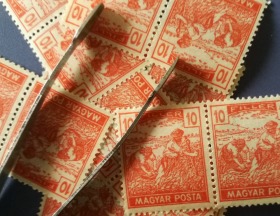 匈牙利邮票ZF，1919-1920农民收获10f，收割小麦，一枚价