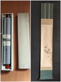 日本回流字画手绘花卉图立轴(带木盒)D2230