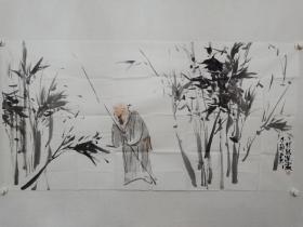 保真书画，樊杰颖四尺整纸国画《竹林深处》一幅， 樊杰颖：原国家画院美术馆画家，现为天津画院专职画家，天津画院青创美术馆馆长，中国美术家协会会员，文化部青联美术委员会委员，首都师范大学现代水墨研究所研究员。