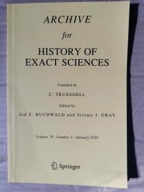 archive for history of exact sciences 2020年1月 英文版