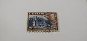 邮票外国邮票盖销票英属锡兰早期乔治6世像和著名牙佛寺建筑邮票 1938年保老保真