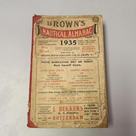 Brown´s nautical almanac     James R.Brown    Brown son &ferguson   民国旧书  布朗天文历  1935年民国原版