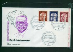 德国邮票首日封0038著名人物总统历任