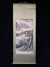 古董古玩旧藏书画老画老绢布纯手绘  冯超然  中堂画   瑞雪兆丰年