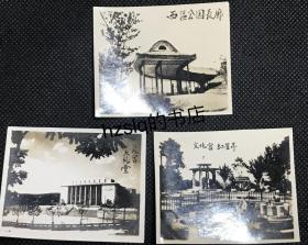 【系列照片】早期重庆著名景观建筑3张合售，含文化宫红星亭、大礼堂、西区公园长廊，品佳难得