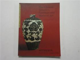 16开外文原版拍卖图录《SOTHEBY'S:Fine Chinese Ceramics,Furniture and Works of Art》（苏富比：中国精美陶瓷、家具和艺术品）