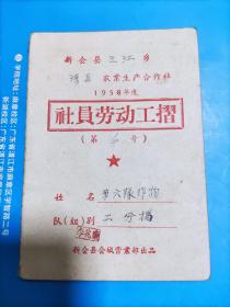 1958年度新会县三江乡农业生产合作社社员劳动工折