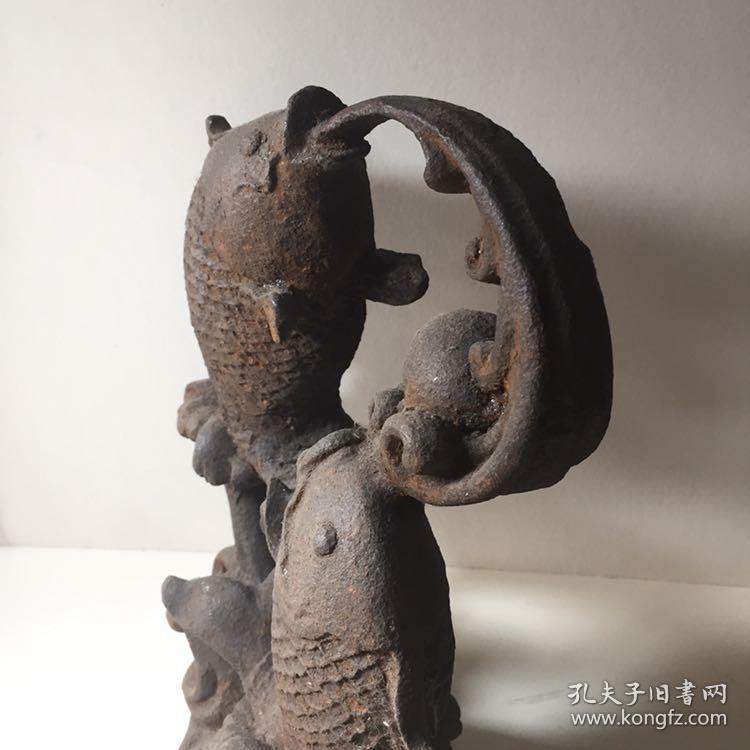 四五十年代 铁制 双鱼吐珠（24cm*15cm*8cm）一尊 自然生锈 做工精细 惟妙惟肖