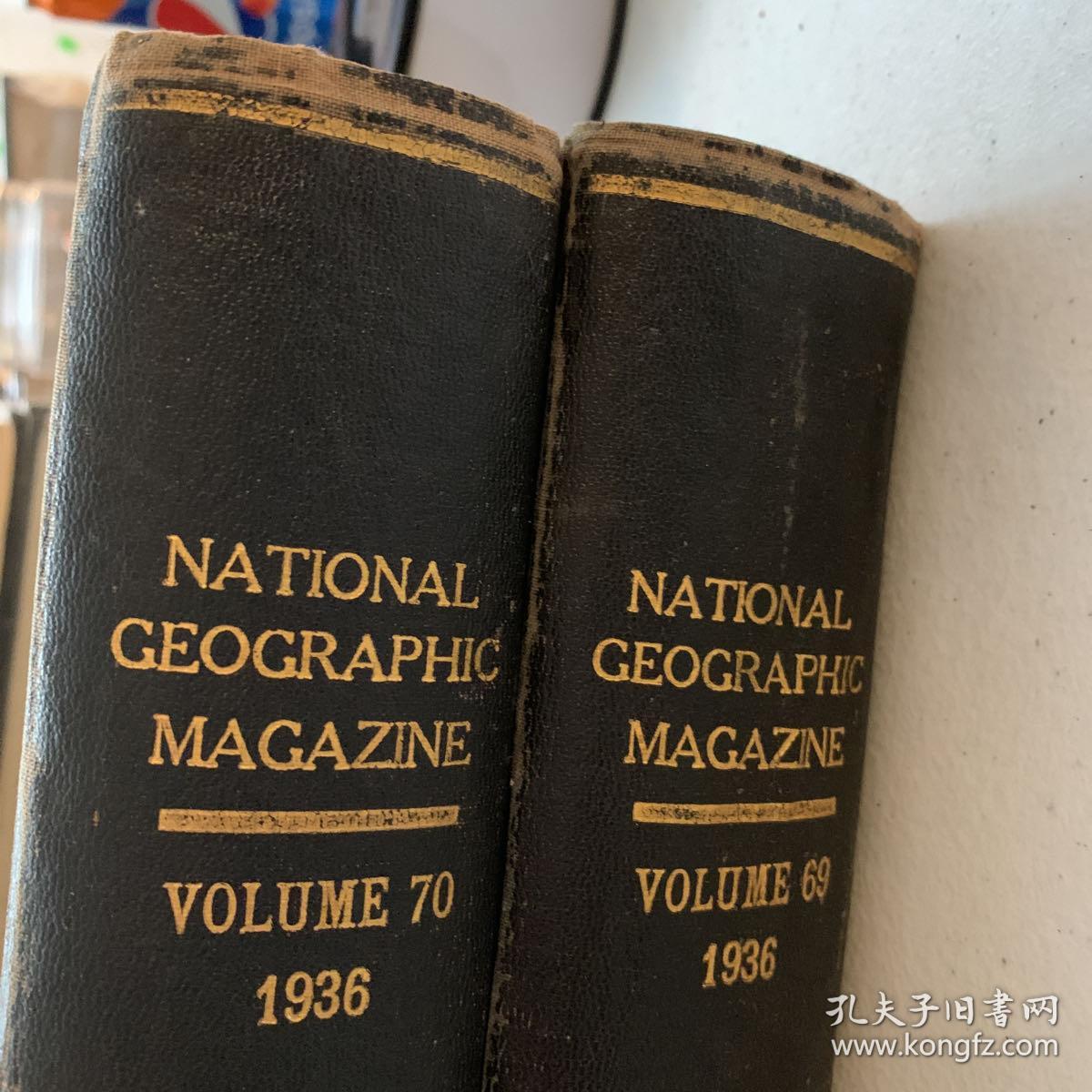 （从美国发货）national geographic美国国家地理1936年1.2.3.4.5.6.7.8.9.10.11.12月，全年合订本两大册(包含大量中国内容，大量彩色插图)