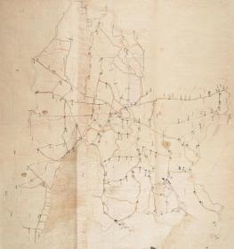 古地图1836 常州府武进阳湖两县乡境与桥梁图。纸本大小69.52*73.8厘米。宣纸原色仿真。微喷