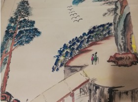 特价1972年作者手绘原稿原作画的山水四条屏一套包老保真