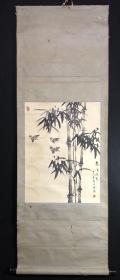 E48韦玉亷 精品老字画【高风亮节图】款印如图【韦玉亷】画芯51×67厘米，纸本老裱，漆木轴头，品相如图，老旧水渍，手绘包老放心收藏！