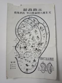 红色收藏品:带毛主席语录  耳针穴位示意图