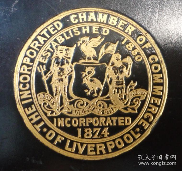 1900年 The Incorporated Chamber of Commerce of Liverpool 工商历史经典《利物浦联合商会年鉴》全原粒面小牛皮画豪华精装本 珍贵工商资料