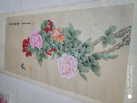 著名画家 朱定一 国画 工笔画 长130宽64保真