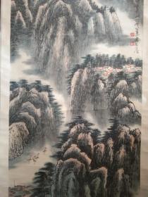 安徽著名画家 郭公达 葛庆友 先生 合作大幅山水《峡江烟云》