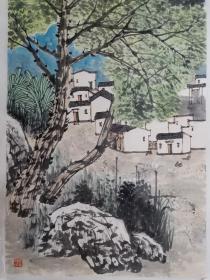 保真书画，吴泉棠四尺整纸山水画佳作一幅。吴泉棠， 1956年，浙江衢州人，重彩乡情画创始人，被黄山市歙县政府授予首个“荣誉市民”称号，毕业于中国美术学院国画专业，结业于中国美协首届创作高研班，全国中国画廊联盟画家，中国美术家协会会员，香港国际画院山水画艺委会副主席，北京民族大学教授，硕士生导师。