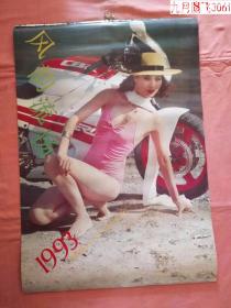 1993年挂历  风韵流扬美女挂历   缺12月份，，带封面存12张 75 × 52 cm