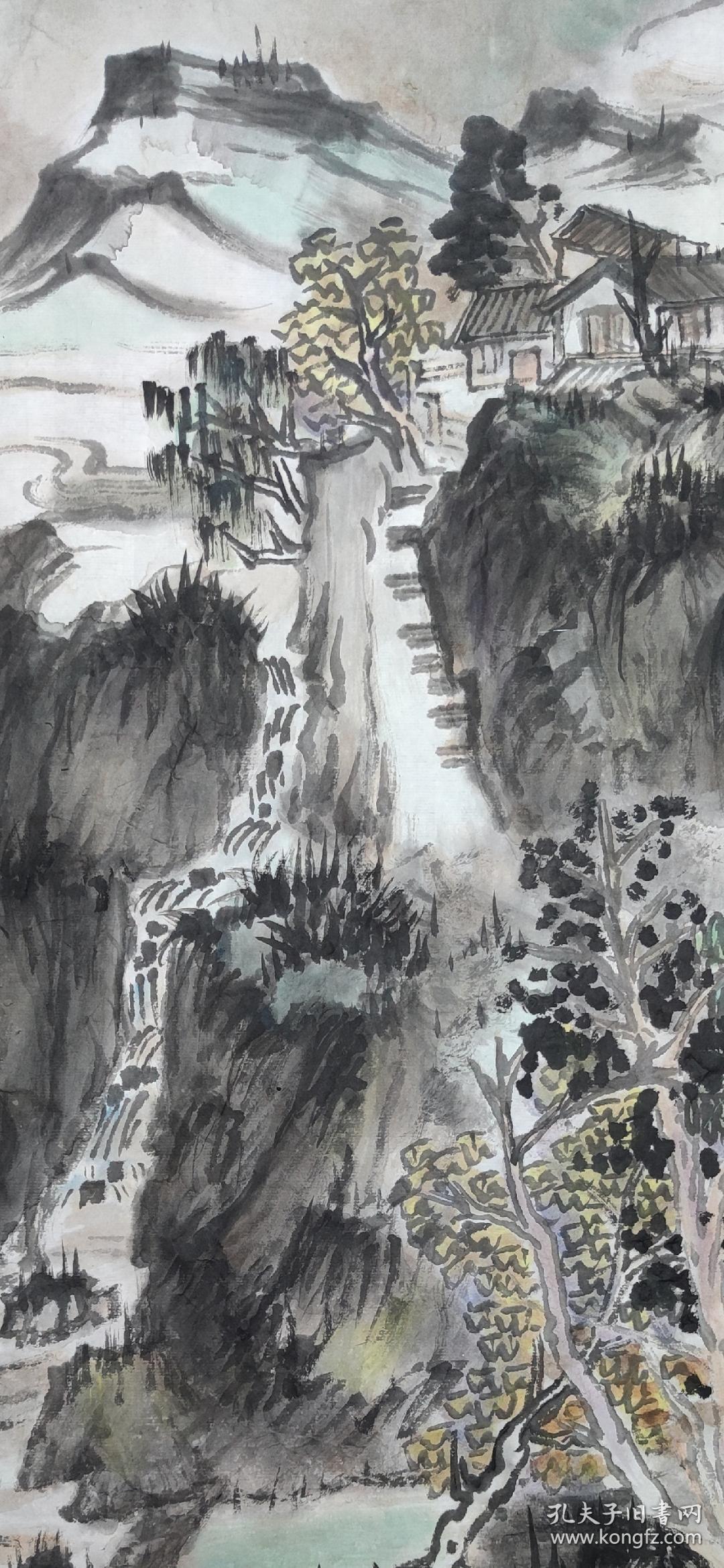 张伟泽国画山水精品《万壑烟岚》四尺斗方  作品保真