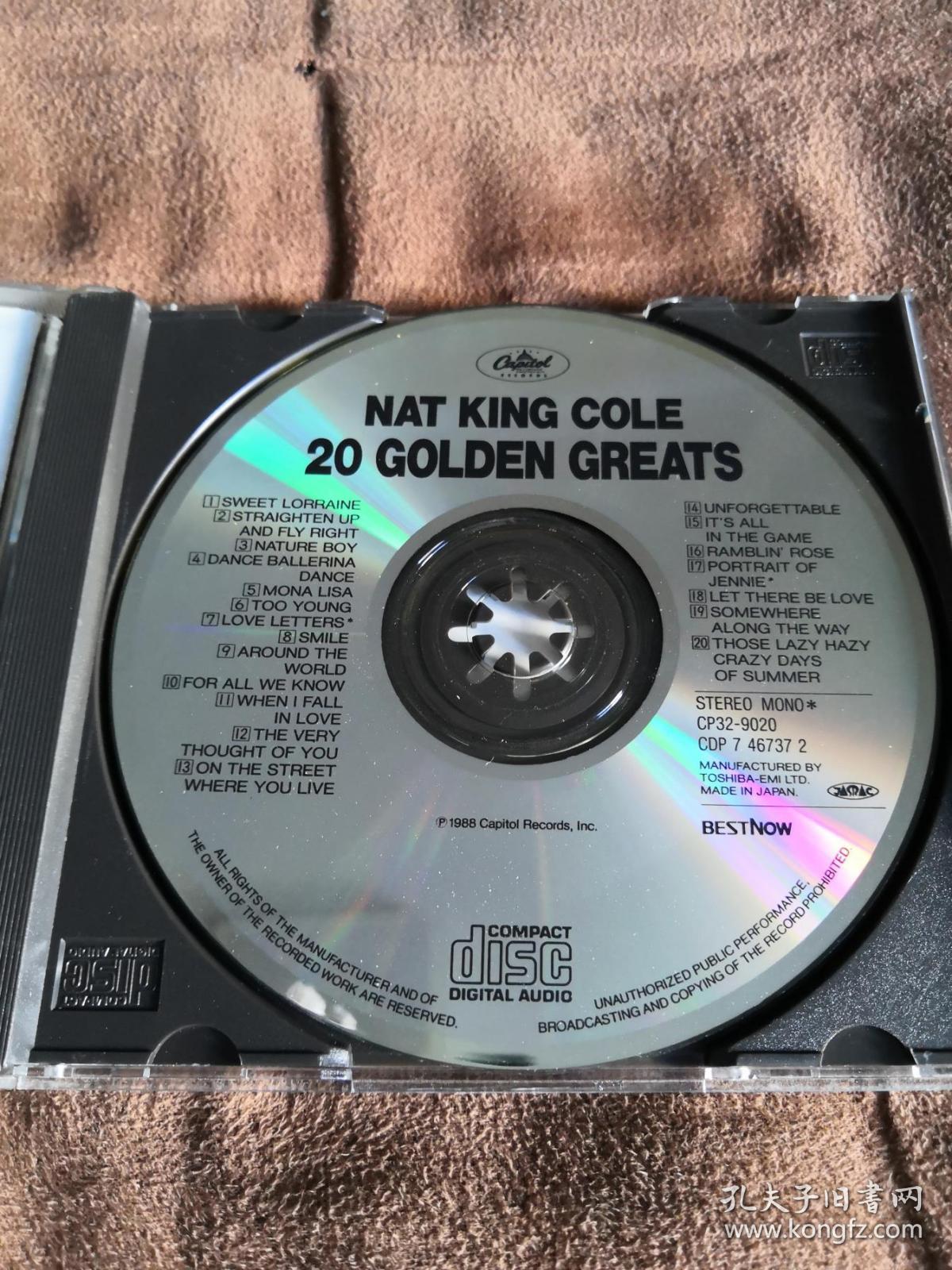 极品JAZZ人声珍藏 東芝EMI  NAT KING COLE - 20 GOLDDEN GREATS/纳京高 日3200元1A1首版