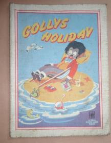 1908年Gollys Holiday 珍贵早期彩色连环画绘本《小丑郭礼的假期》 全珂罗版彩色插图 真布纹镶嵌手工纸 极其珍贵