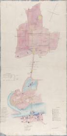 古地图1850 福州市地图手稿 英版。纸本大小36.36*73.61厘米。宣纸原色仿真。微喷