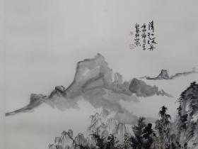 保真书画，李杜《清江泛舟》山水画一幅，尺寸68×68cm，中国美协会员，中国山水画创作院院士，当代优秀山水名家。