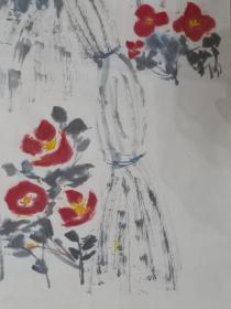 保真书画，陆海《花鸟画》一幅，纸本托片，尺寸68×45cm