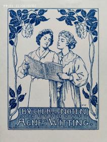 德国艺术家“Witting, Walter (1864-1940) ”线刻刻藏书票—《唱歌的仕女》音乐藏书票名作