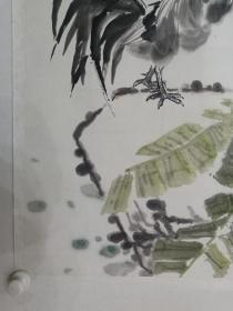 保真书画，刘刚毅国画《大吉图》一幅，40年前作品，有黄胄笔墨韵味。纸本托片，尺寸67×48.5cm