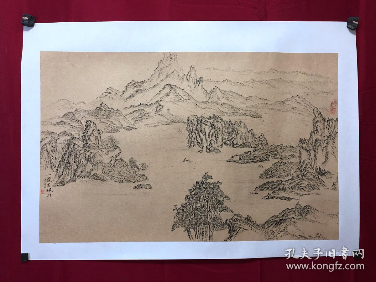 书画9899，四川画家【袁建军】钢笔画，传统山水画，厚纸精托