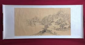 书画9885，四川画家【袁建军】钢笔画，传统山水画，卷轴