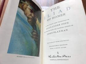 近全新！【现货、全国包顺丰】The Iliad of Homer，《荷马史诗伊利亚特》，Alexander Pope / 亚历山大·波普（英译），伊东书局出版的 “有史以来最伟大的100本书” 之一，Collector's Edition / 收藏版，1979年出版（请见实物拍摄照片第5张版权页），精装，厚册，478页，豪华全真皮封面，三面刷金，珍贵外国文学参考资料！