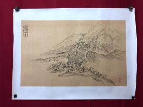 书画9906，四川画家【袁建军】钢笔画，传统山水画，厚纸精托