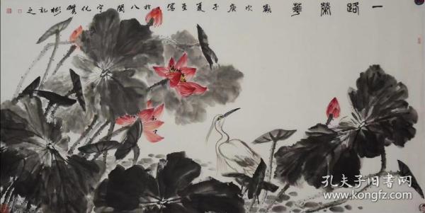 【终身保真字画】伊贤彬,137*68cm，精品，2019新升中国美协会员，有出版1
            号:一泓，男，汉族.生于一九六五年九月,福建省宁化县人.中国美术家协会会员,中国工笔画学会会员.