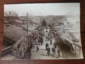 清末蛋白照片北京中轴线白塔寺一带阜成门内大街中轴线主题黑白老照片一张