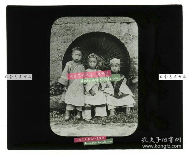 清代民国玻璃幻灯片-----民国时期穿传统中国服装服饰的儿童老玻璃幻灯